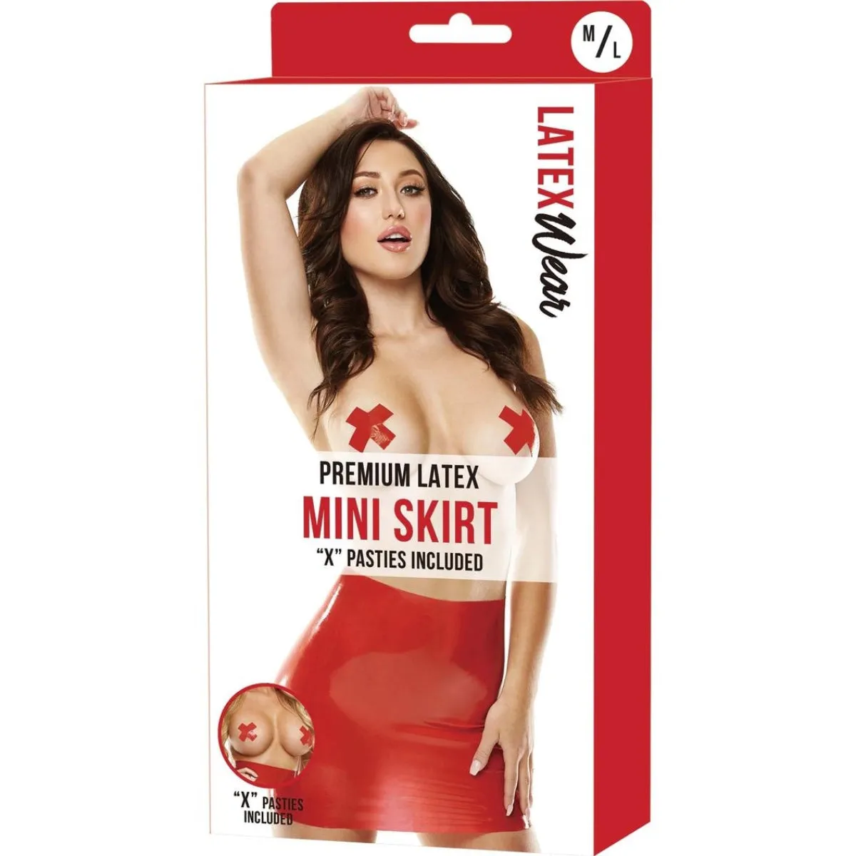 Latex Wear Premium Latex Mini Skirt With X Pasties Red