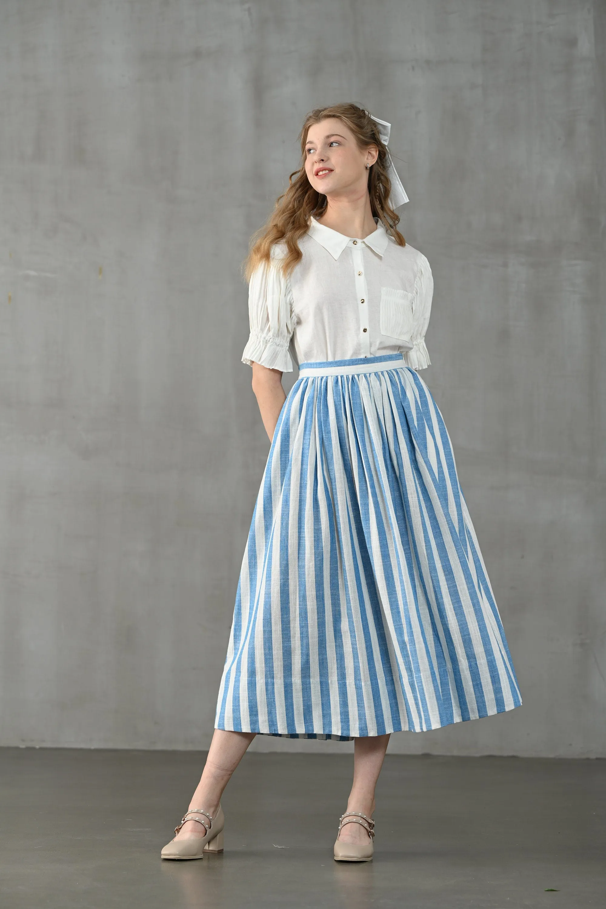 Lily of the valley 11 | Striped linen skirt