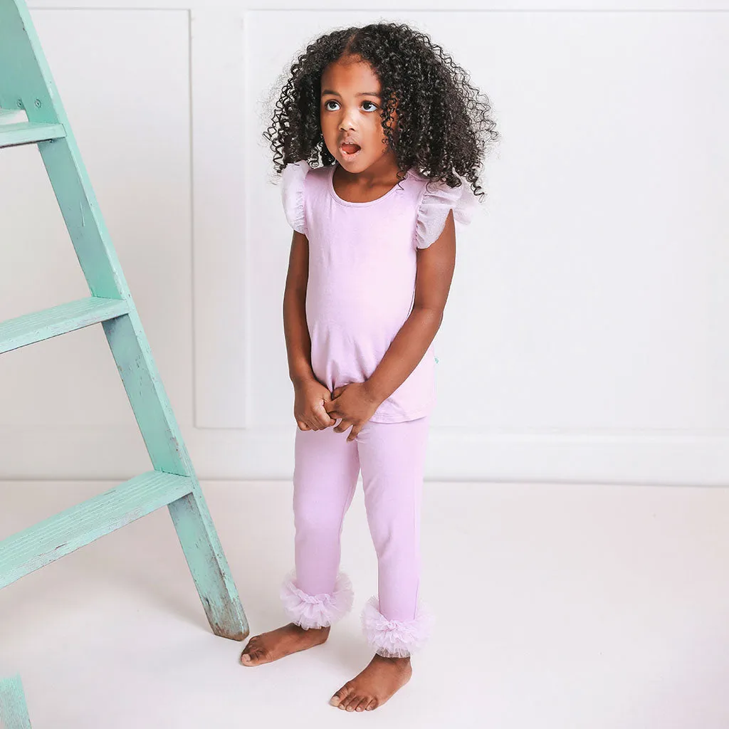 Lovely Lavender Tulle Ruffled Leggings