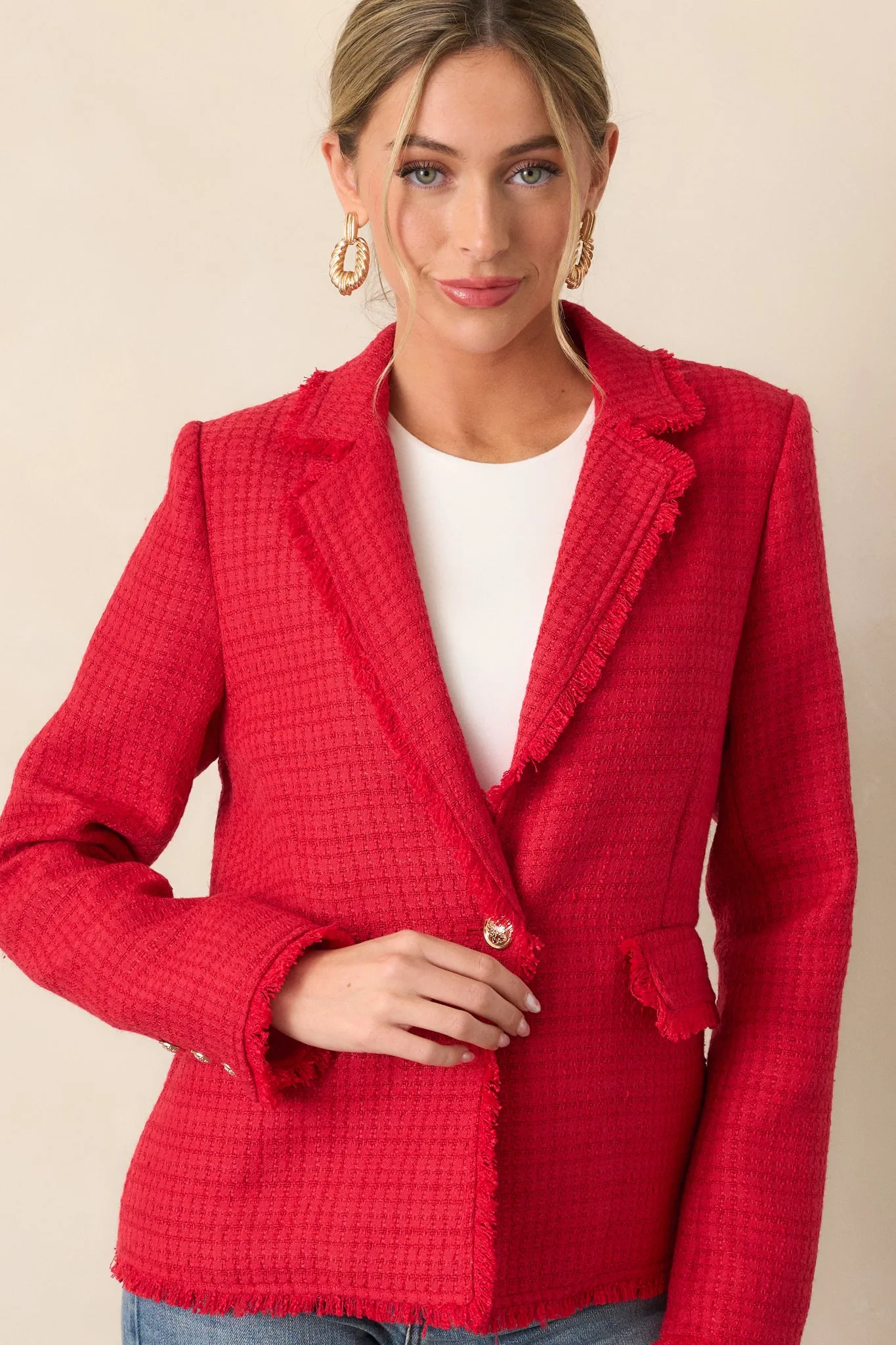 Made For This Red Tweed Blazer