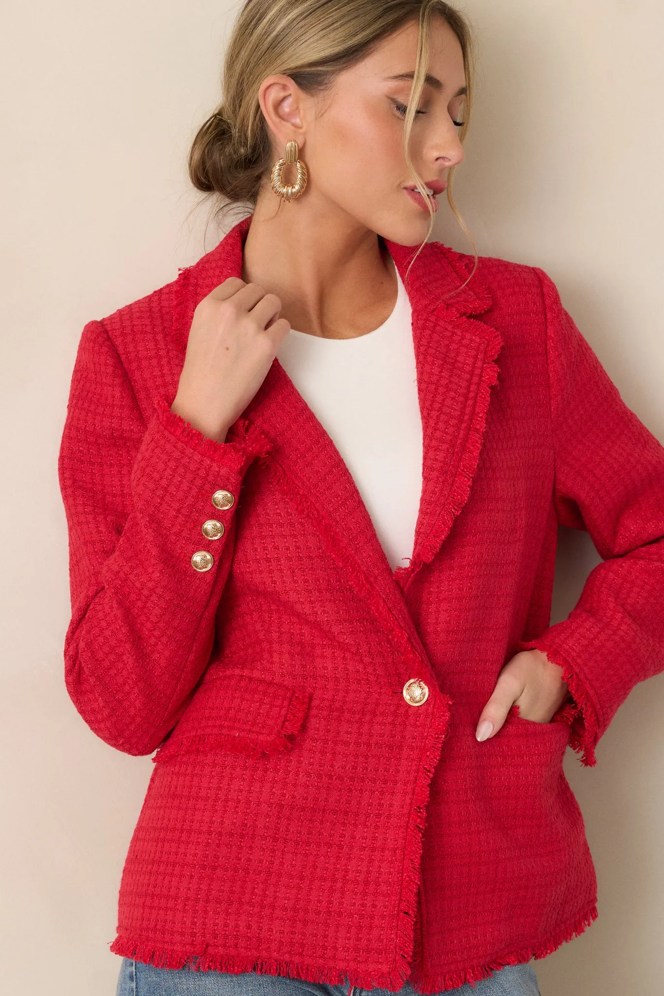 Made For This Red Tweed Blazer