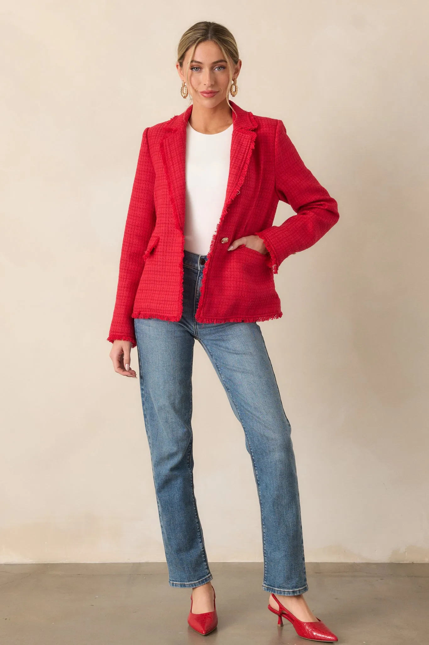 Made For This Red Tweed Blazer