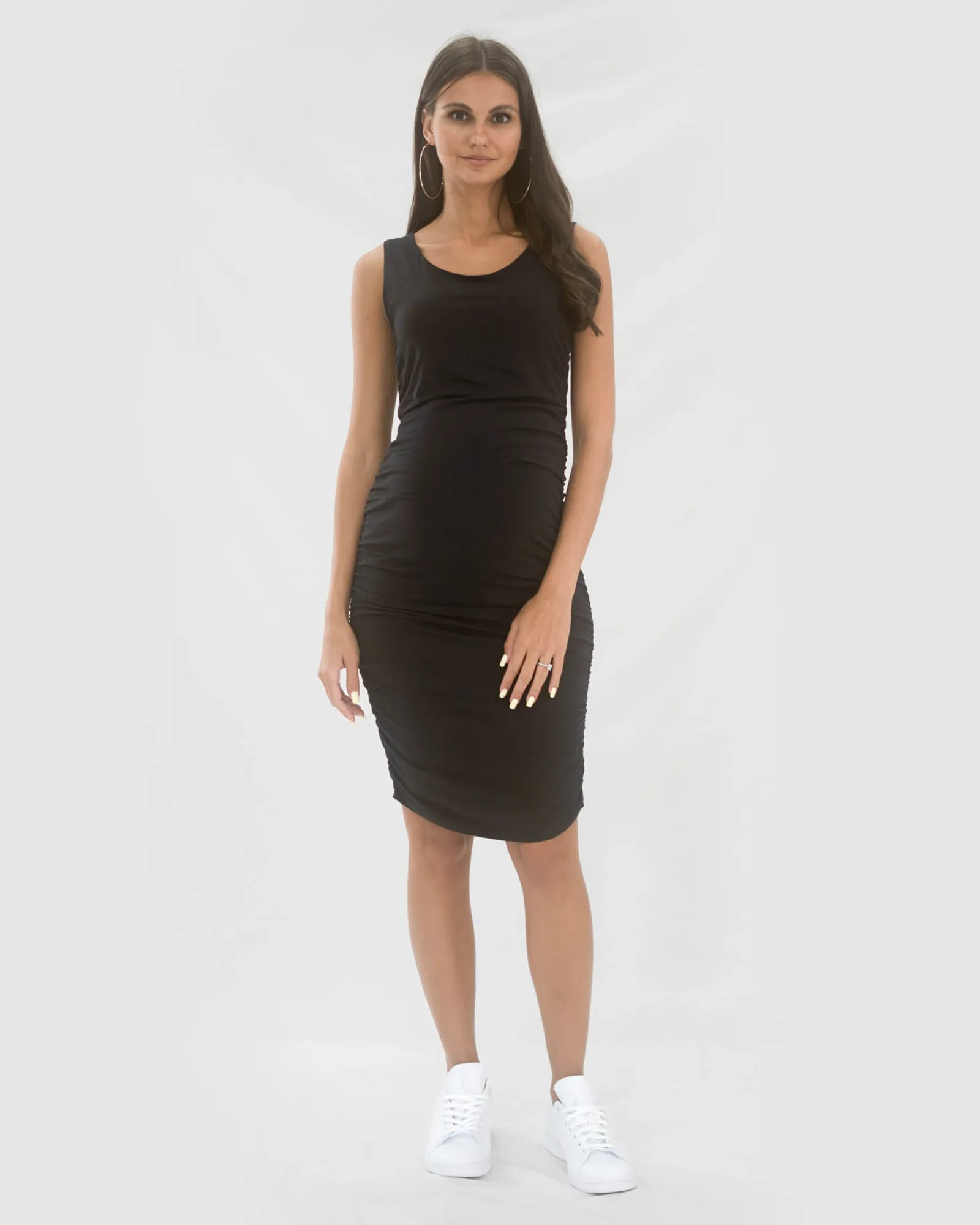 Maternity Sleeveless Bamboo Bodycon Dress in Black