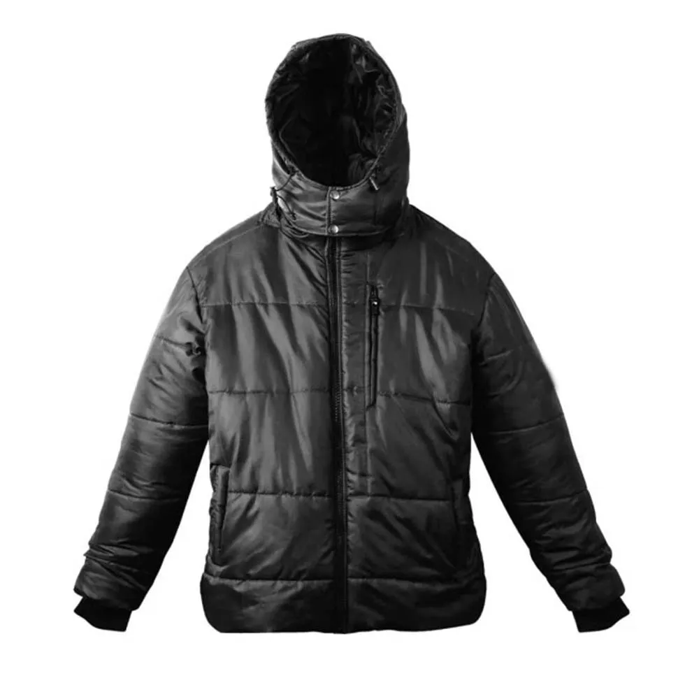 Mens Black Hooded Puffer Jacket