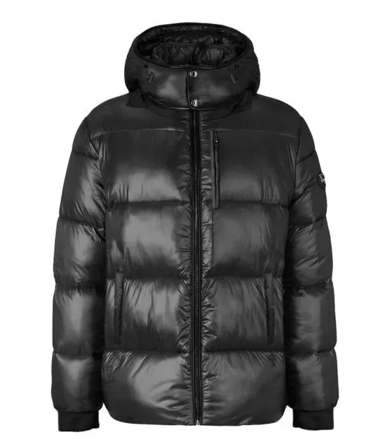 Mens Black Hooded Puffer Jacket