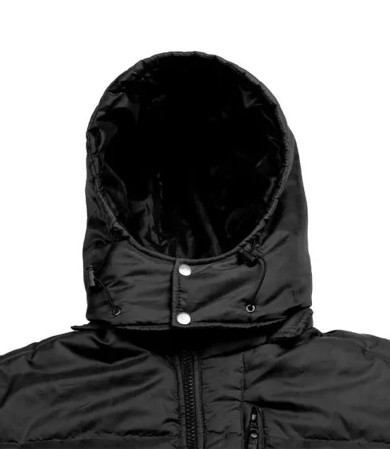 Mens Black Hooded Puffer Jacket