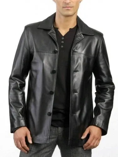 Men’s Four Button Closure Lambskin Leather Blazer TB039