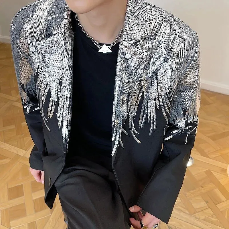 Men's Sequin Feather Blazer