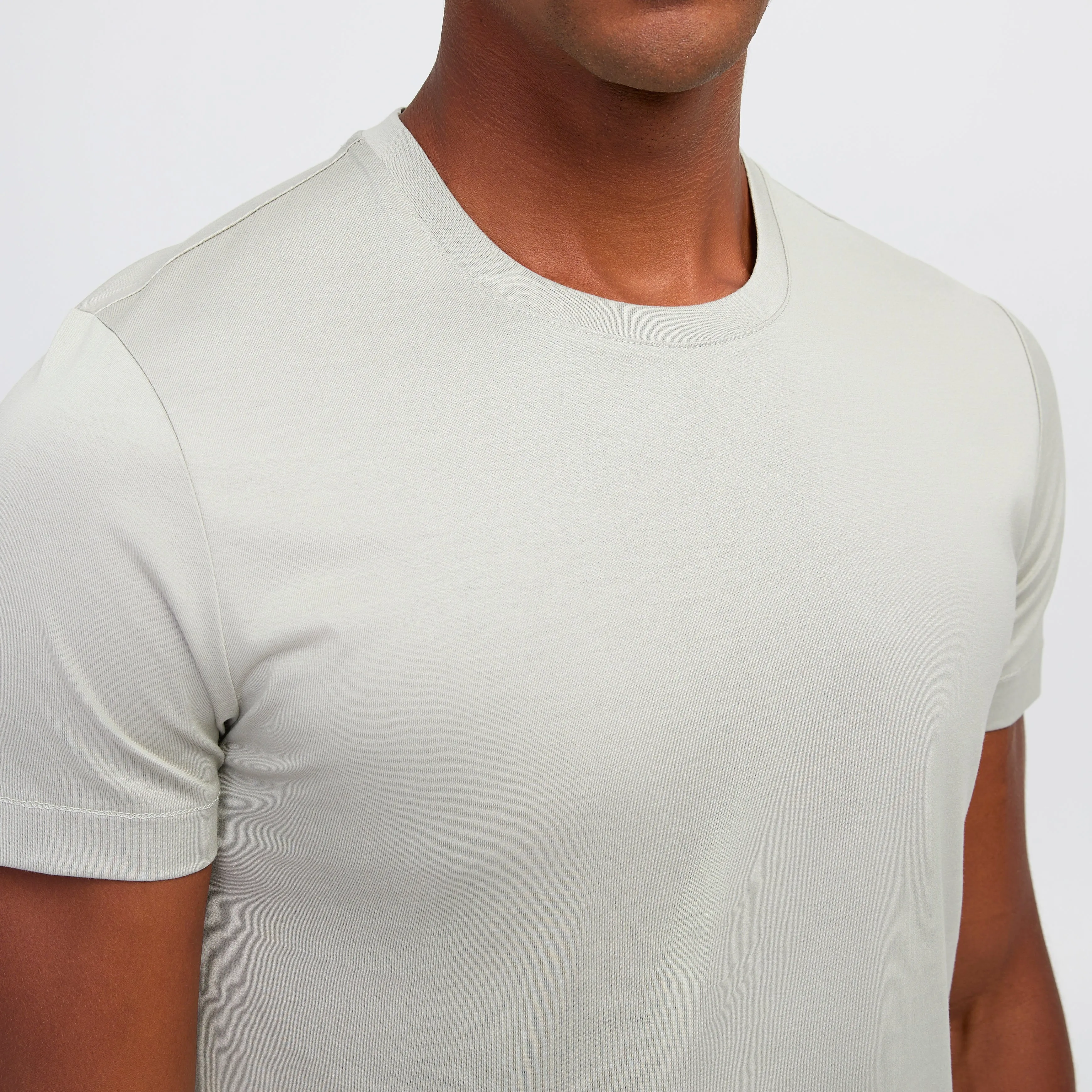 Mercerised Crew Neck T-Shirt Sage Light