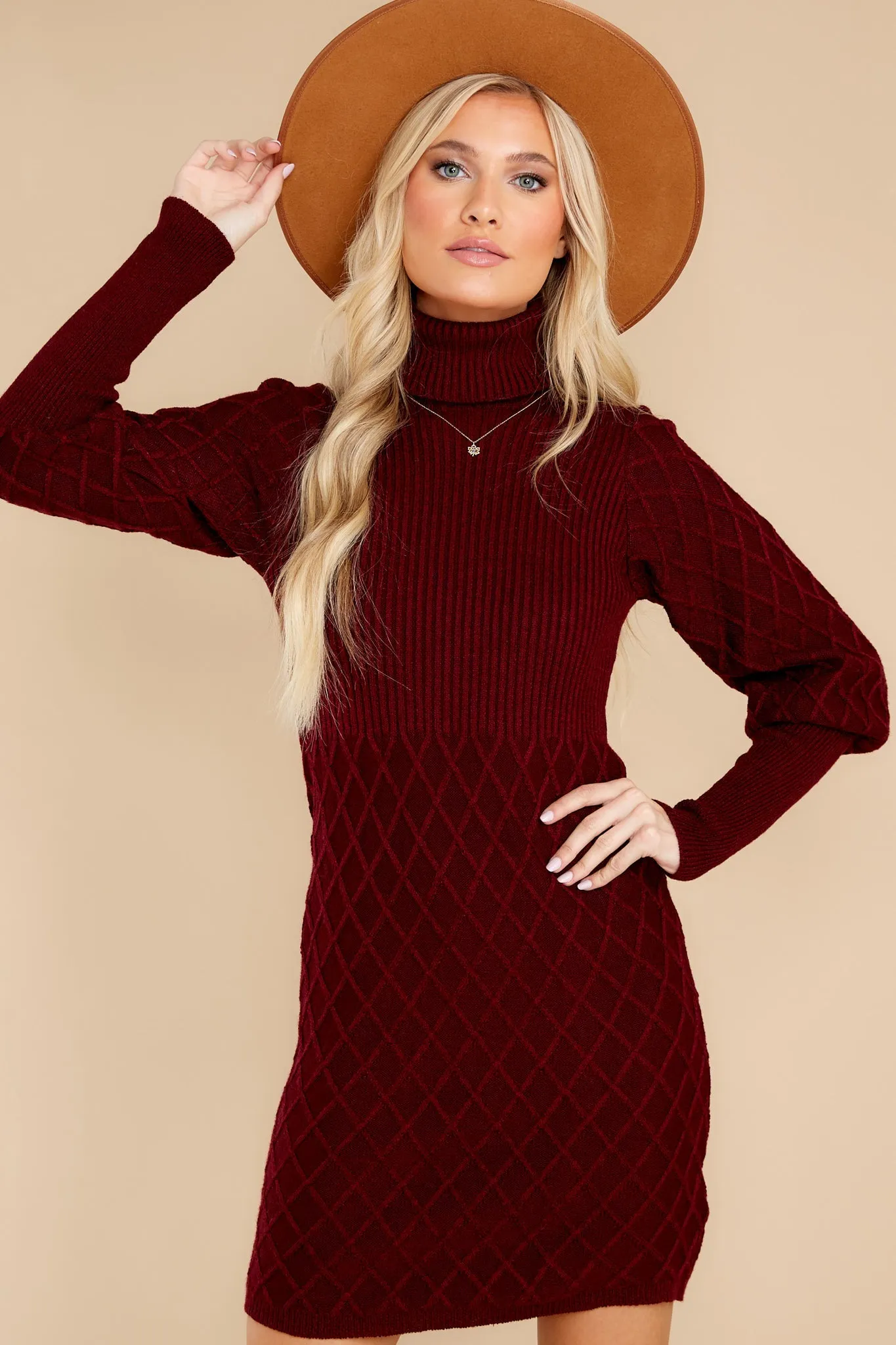 Midday Outings Burgundy Sweater Dress