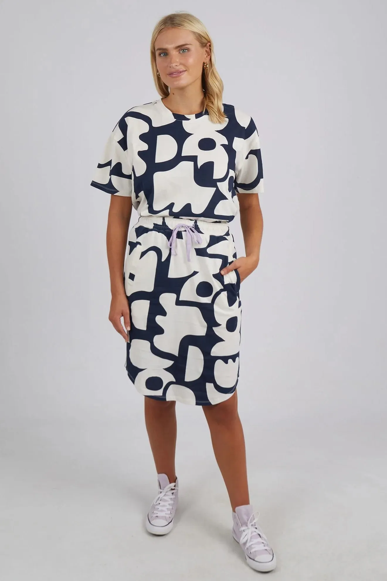 Miro Skirt in Navy Geometric Yardage