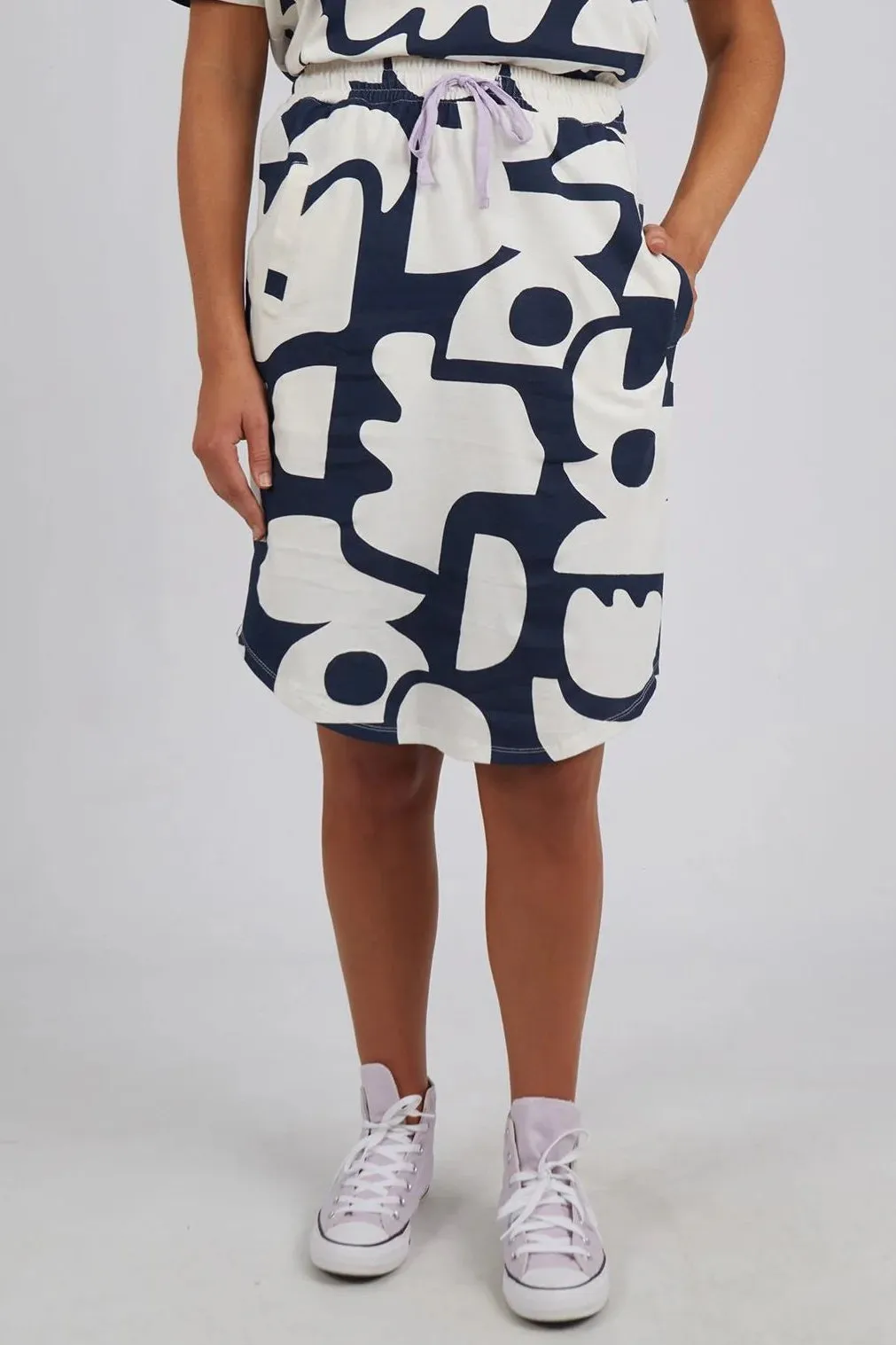 Miro Skirt in Navy Geometric Yardage