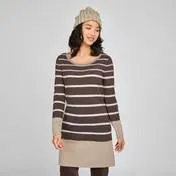 Mocha Stripe Knit Tunic Dress