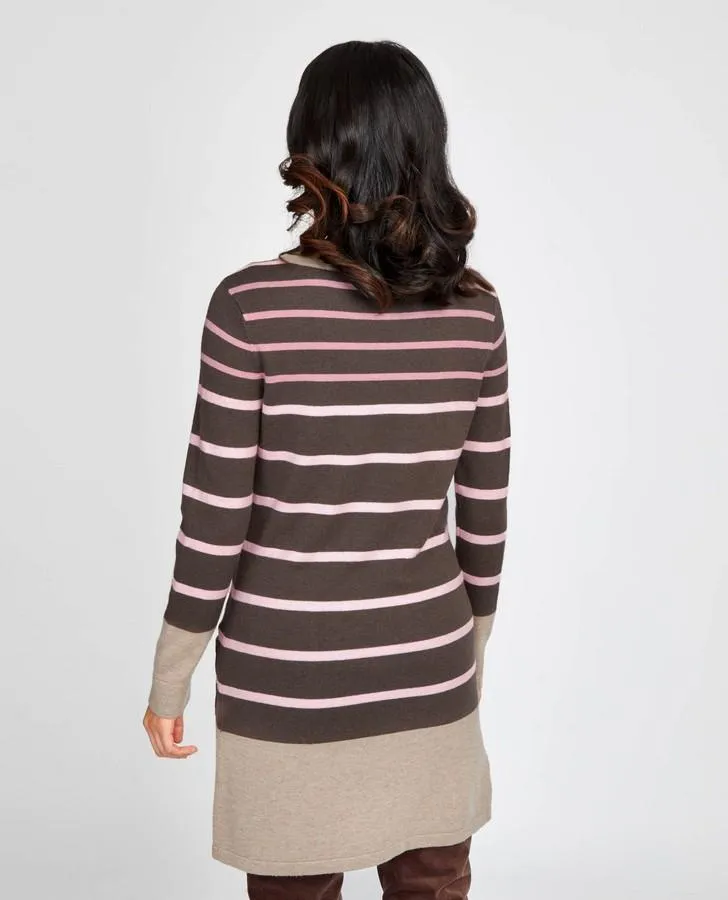 Mocha Stripe Knit Tunic Dress