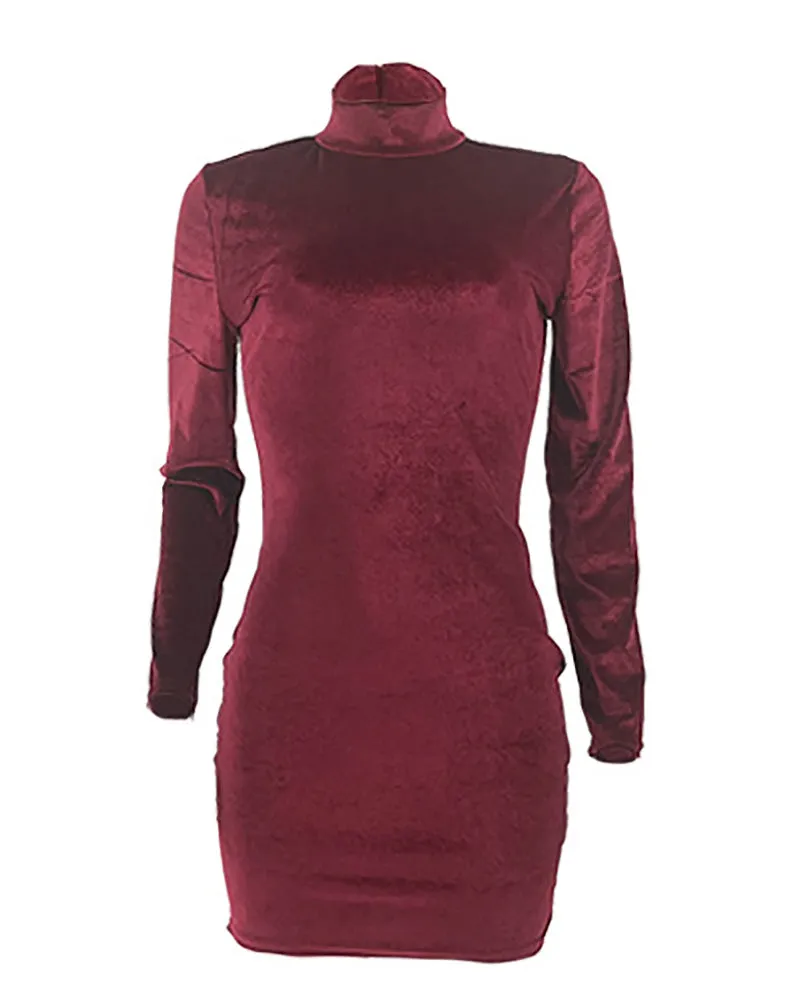 Mock Neck Long Sleeve Bodycon Dress