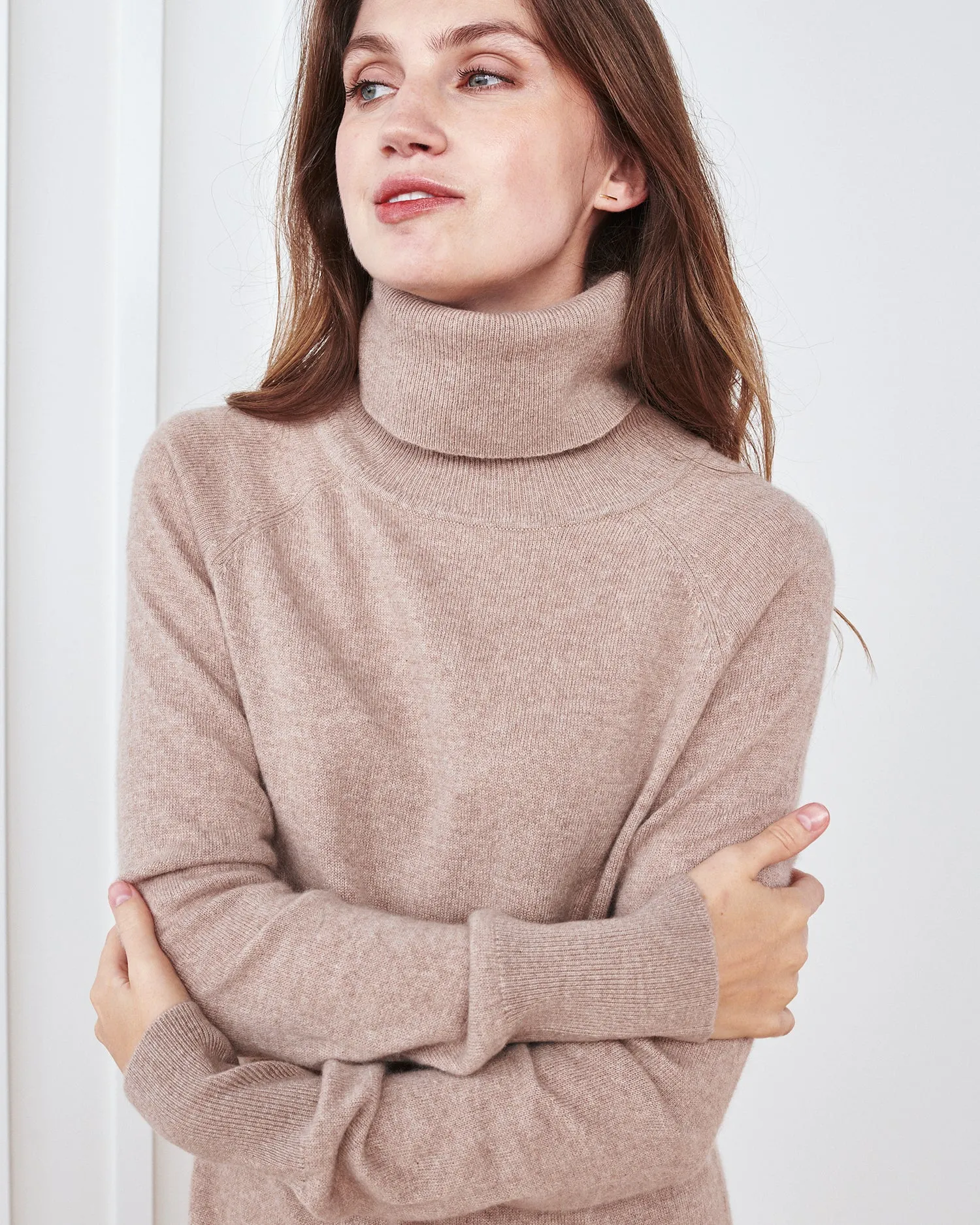 Mongolian Cashmere Turtleneck Sweater Dress