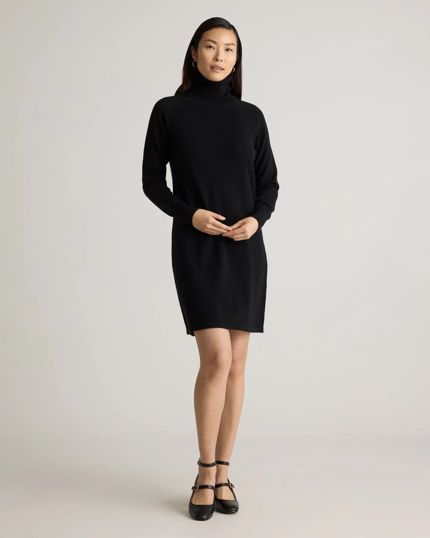 Mongolian Cashmere Turtleneck Sweater Dress