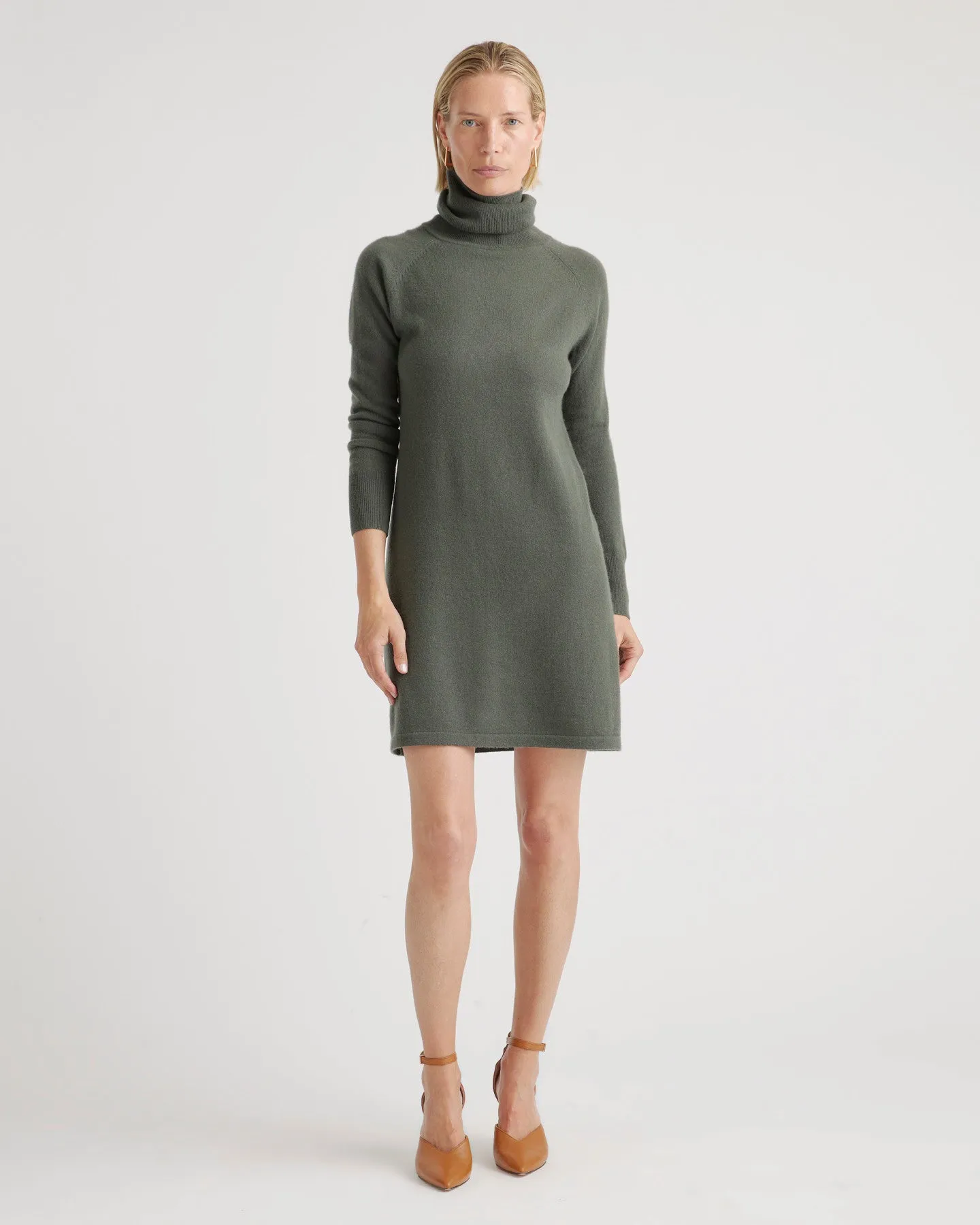 Mongolian Cashmere Turtleneck Sweater Dress