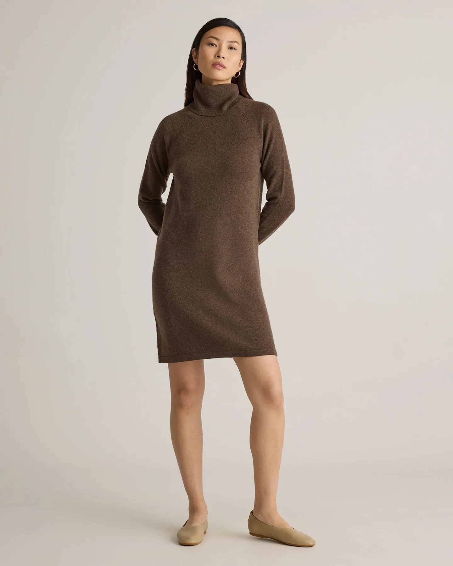 Mongolian Cashmere Turtleneck Sweater Dress