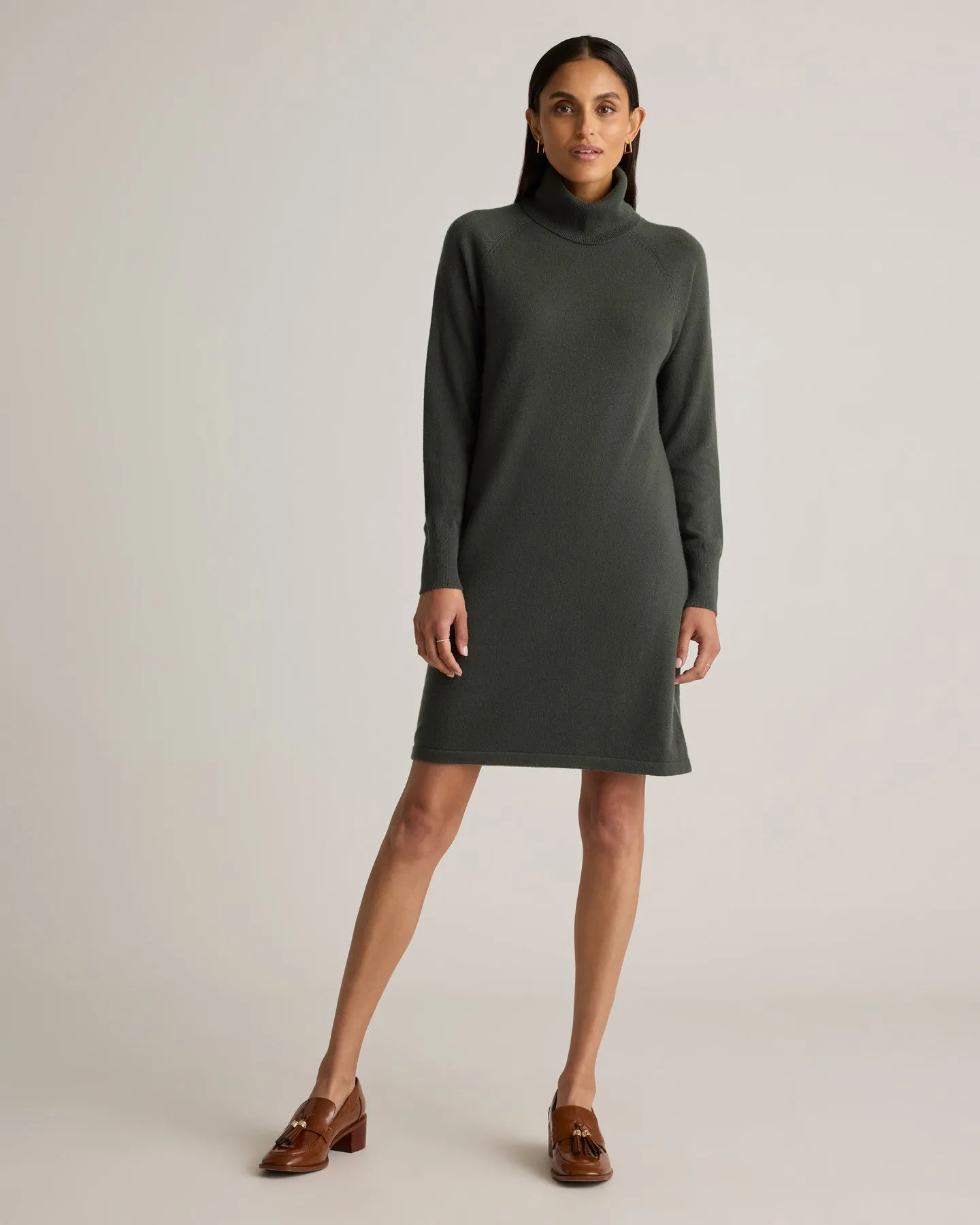 Mongolian Cashmere Turtleneck Sweater Dress