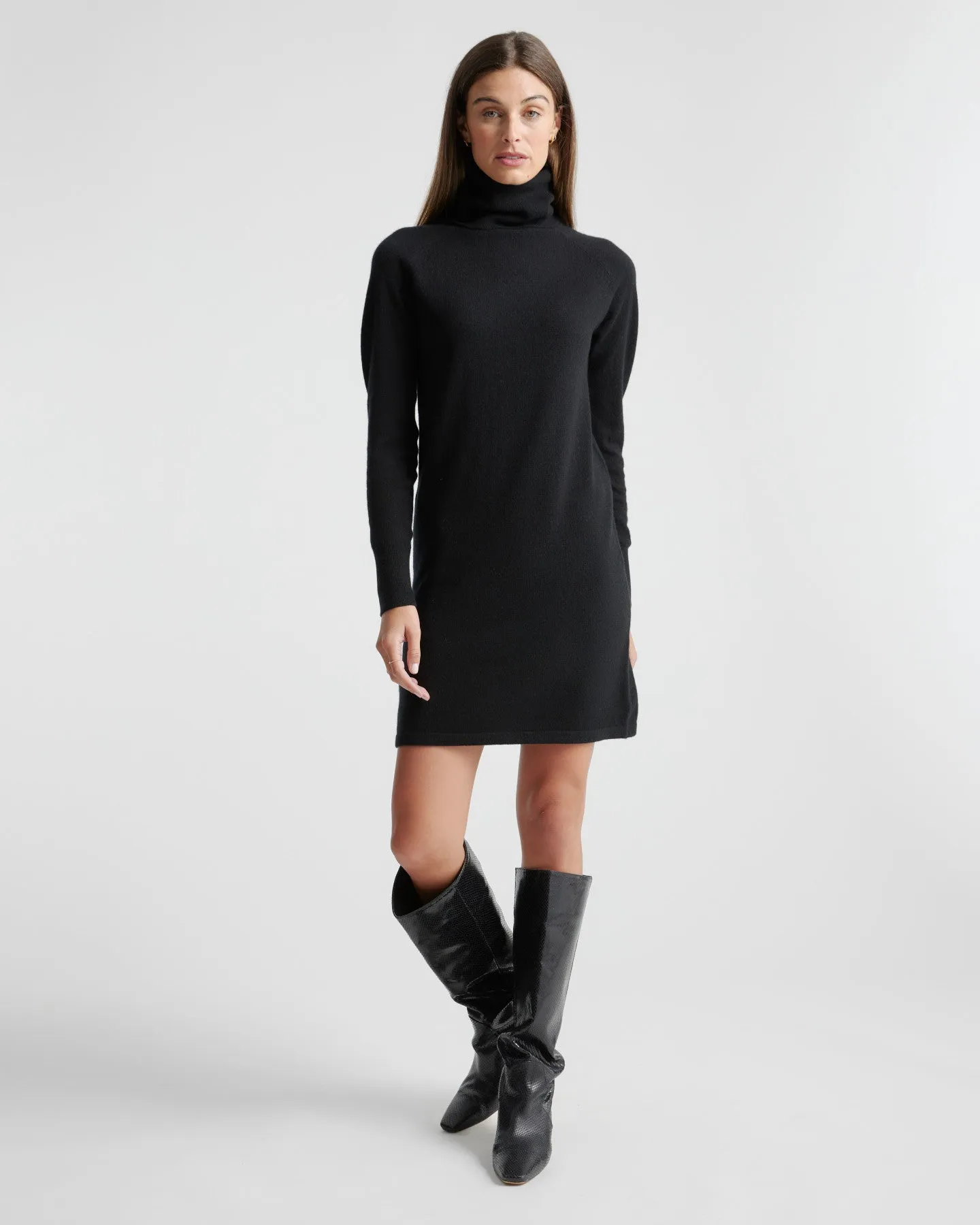 Mongolian Cashmere Turtleneck Sweater Dress