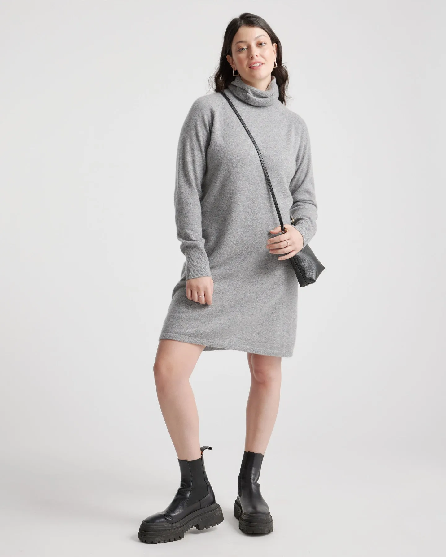 Mongolian Cashmere Turtleneck Sweater Dress