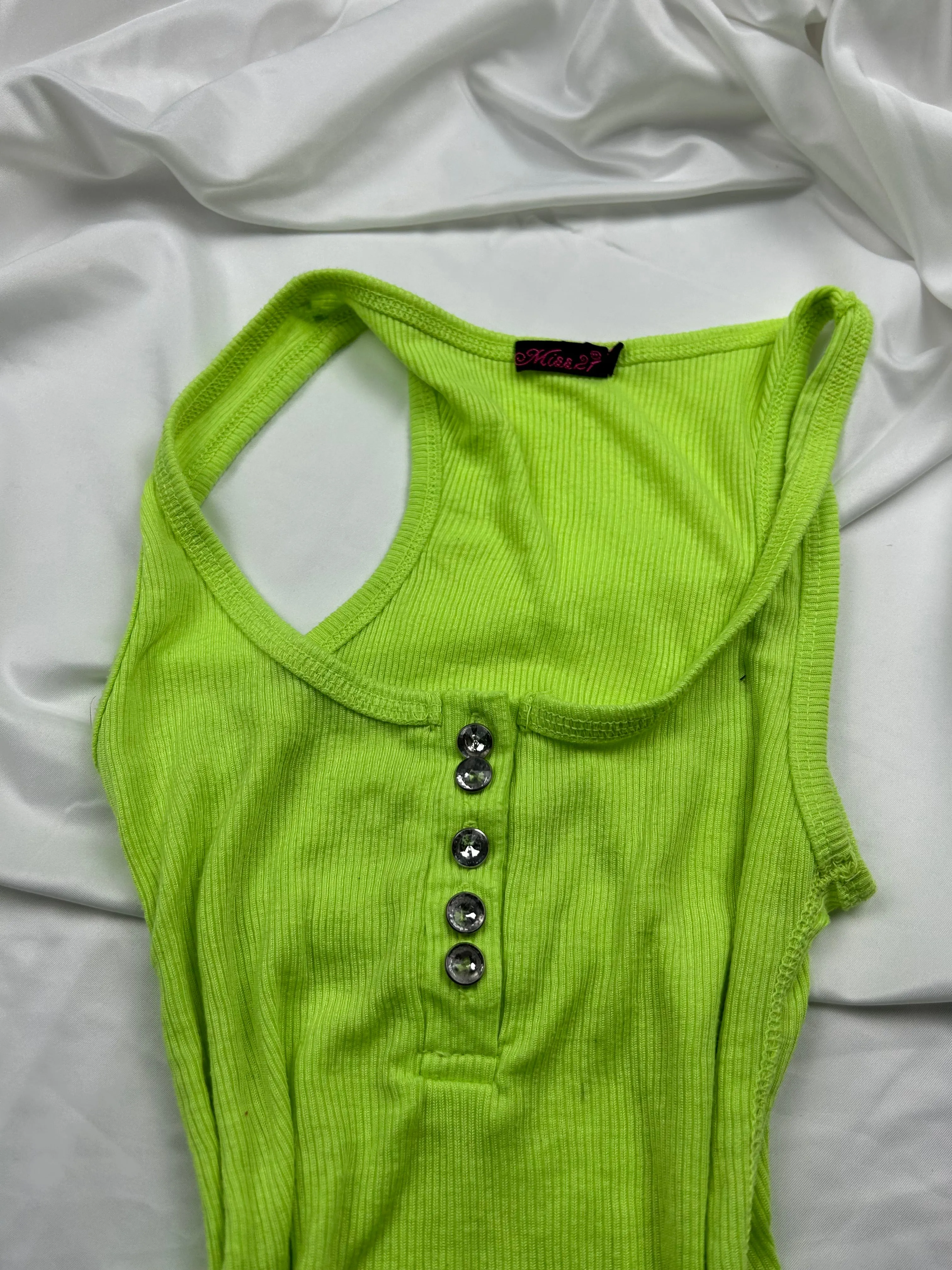 Neon green cotton tank top (S/M)