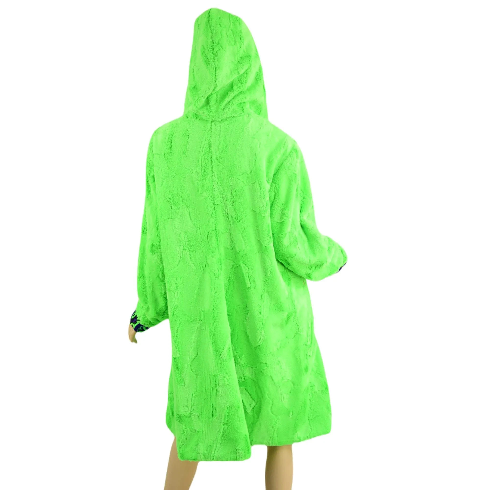 Neon UFO Minky and Neon Melt  Reversible A Line Coat