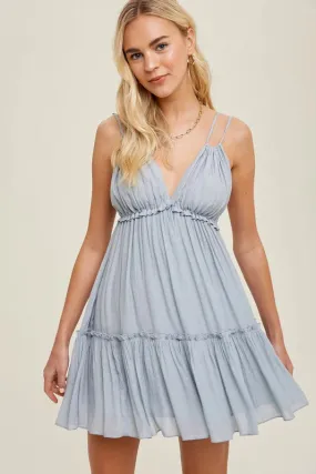 Ocean Breeze Grey Babydoll Dress