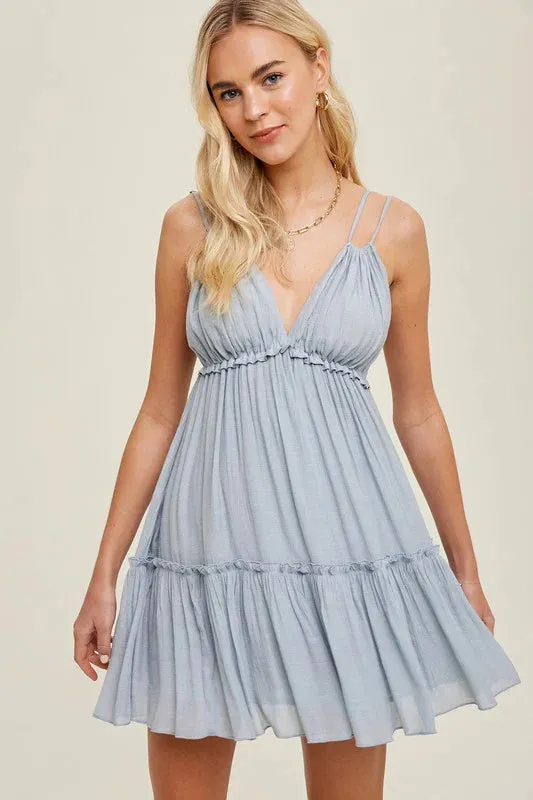 Ocean Breeze Grey Babydoll Dress