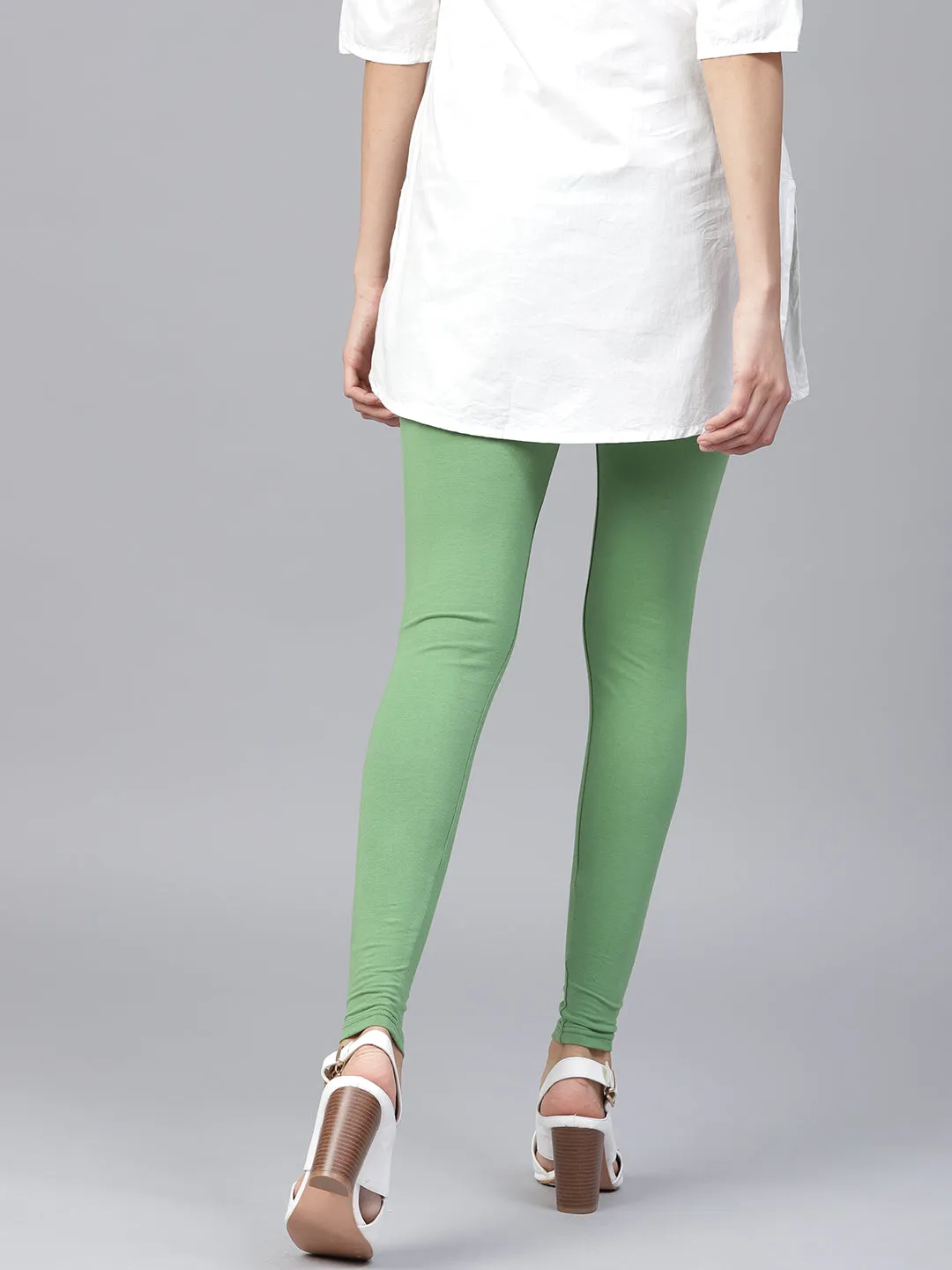 Olive Solid Cotton Lycra Leggings