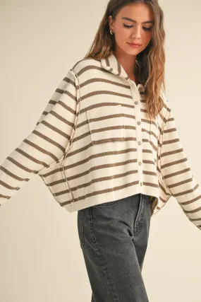 Olive Striped Cardigan