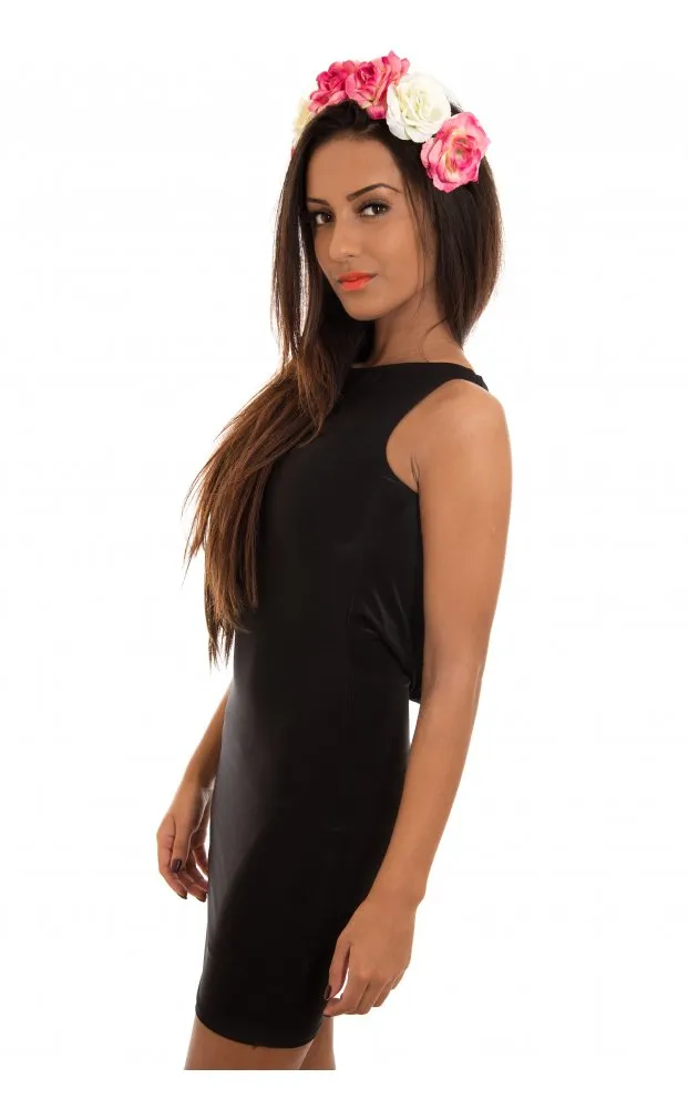 Opulence Draped Back Bodycon Dress In Black