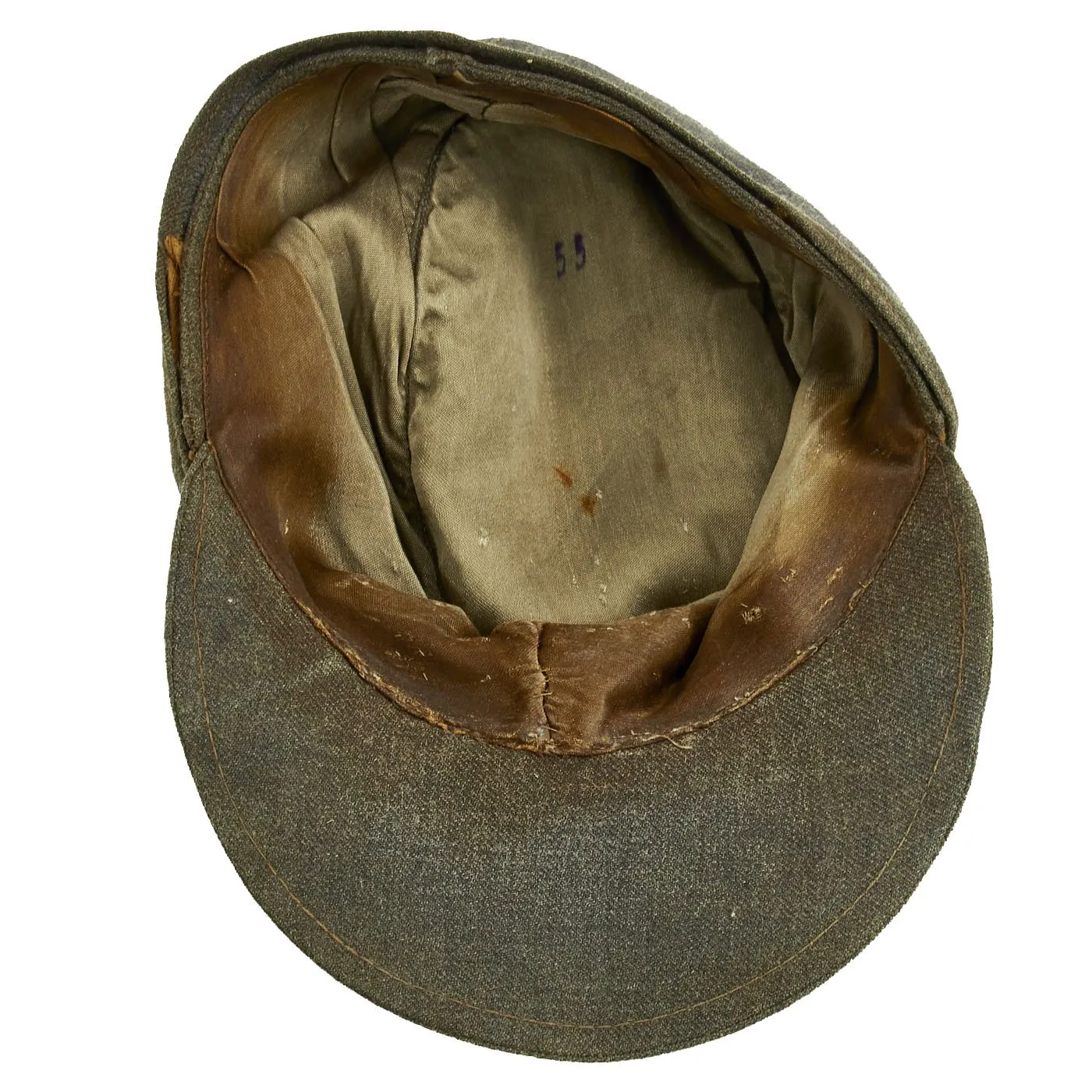 Original German WWII Luftwaffe Service Worn M43 Einheitsmütze Wool Field Cap - size 55cm