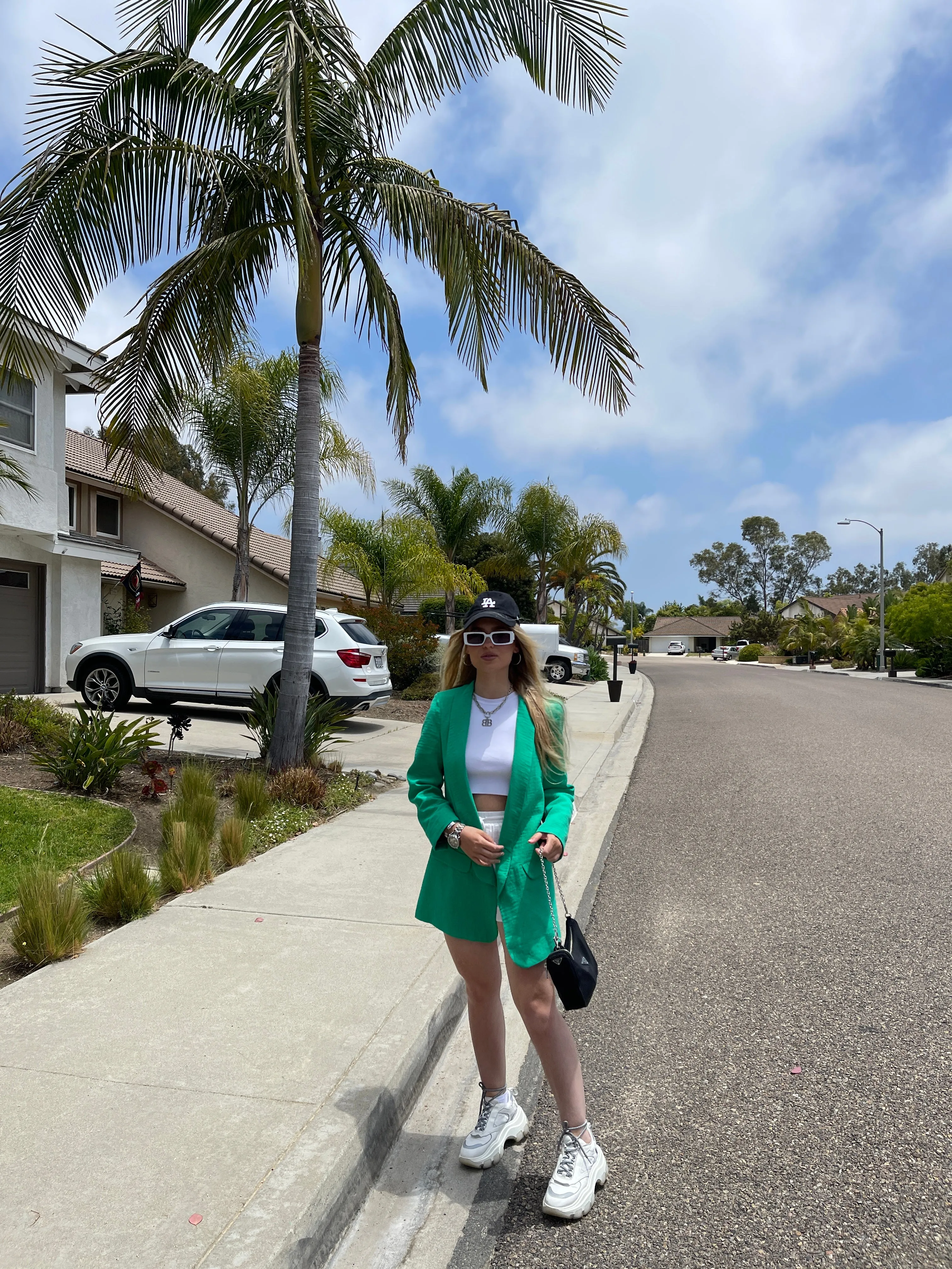 Oversize Fit Linen Style Blazer in Fresh Green