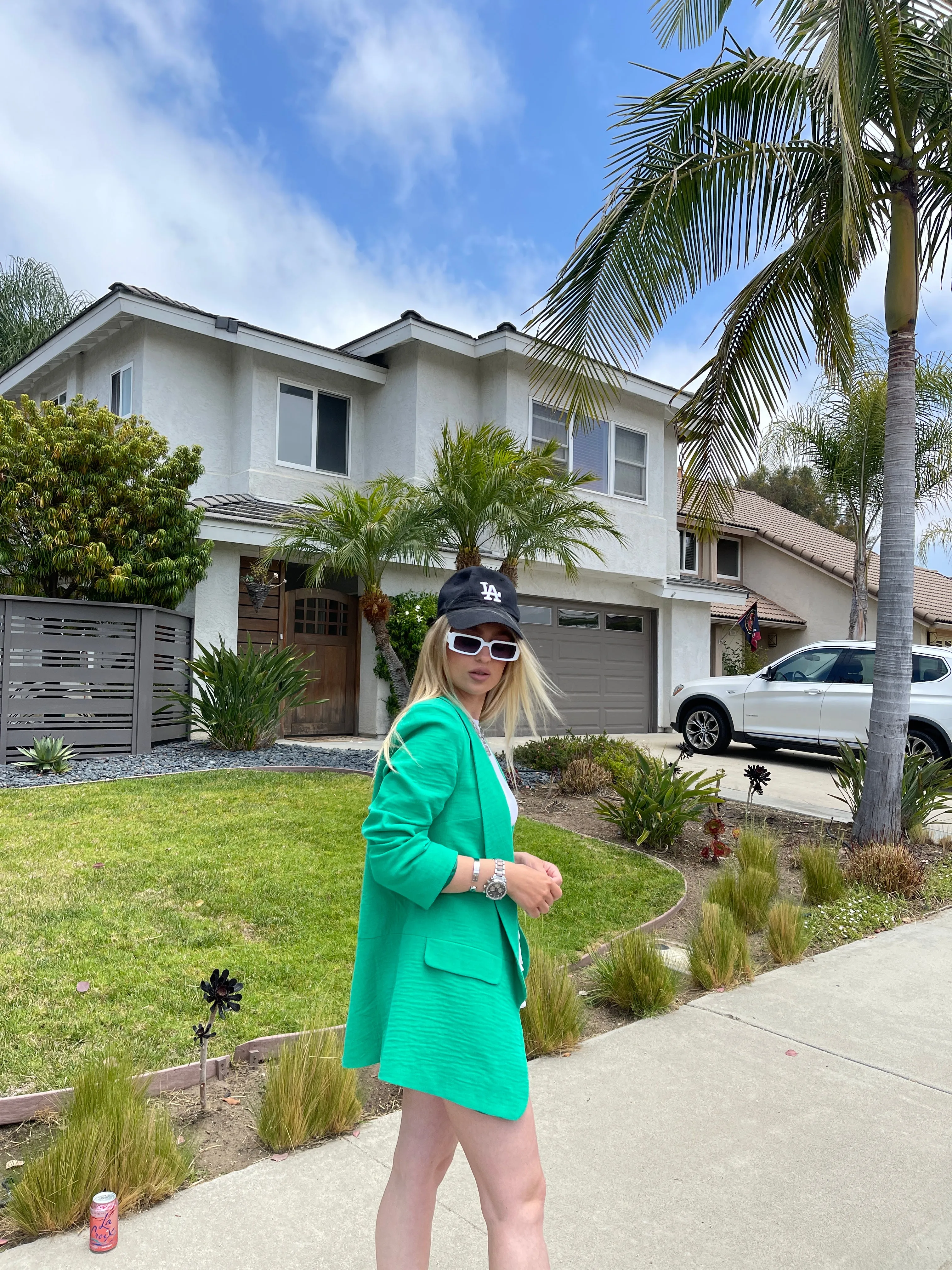 Oversize Fit Linen Style Blazer in Fresh Green