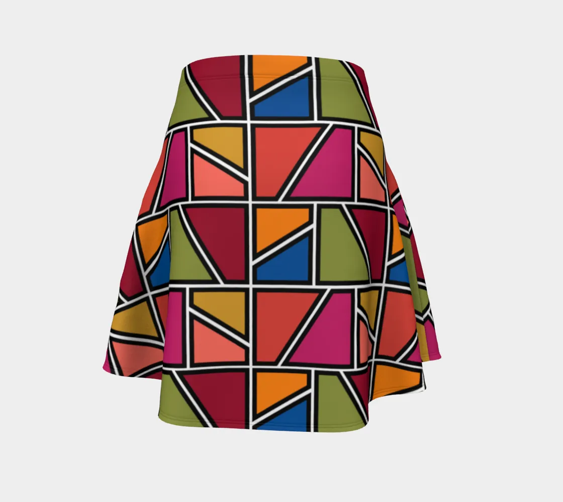 Painted Window Pane Flare Skirt