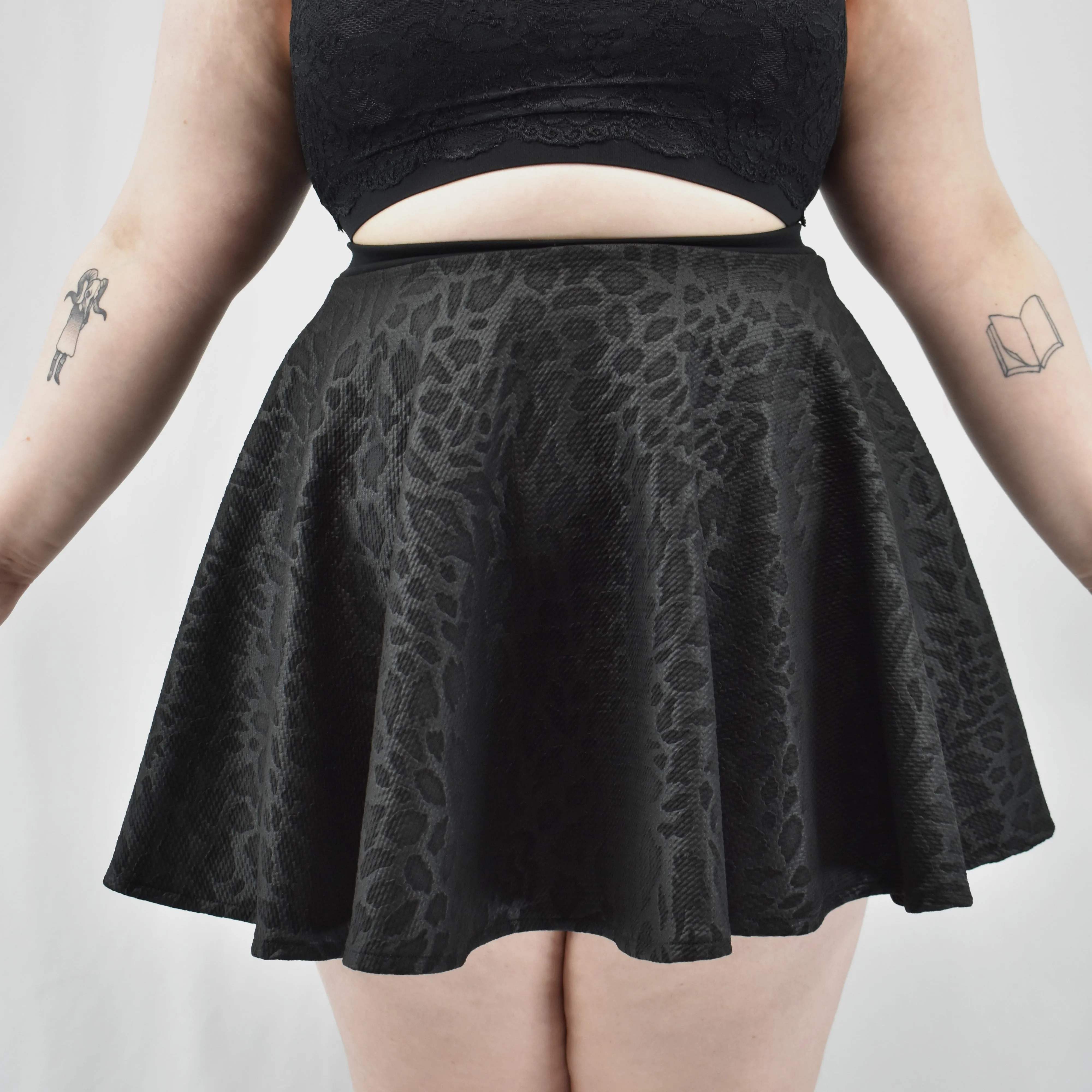 Panther Print Black Circle Skirt- HANDMADE LOCALLY