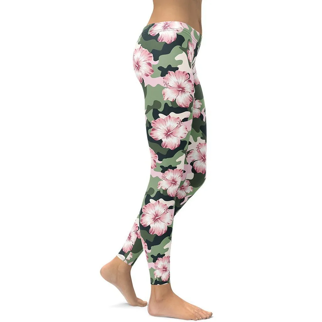 Pink Flower Camo Leggings