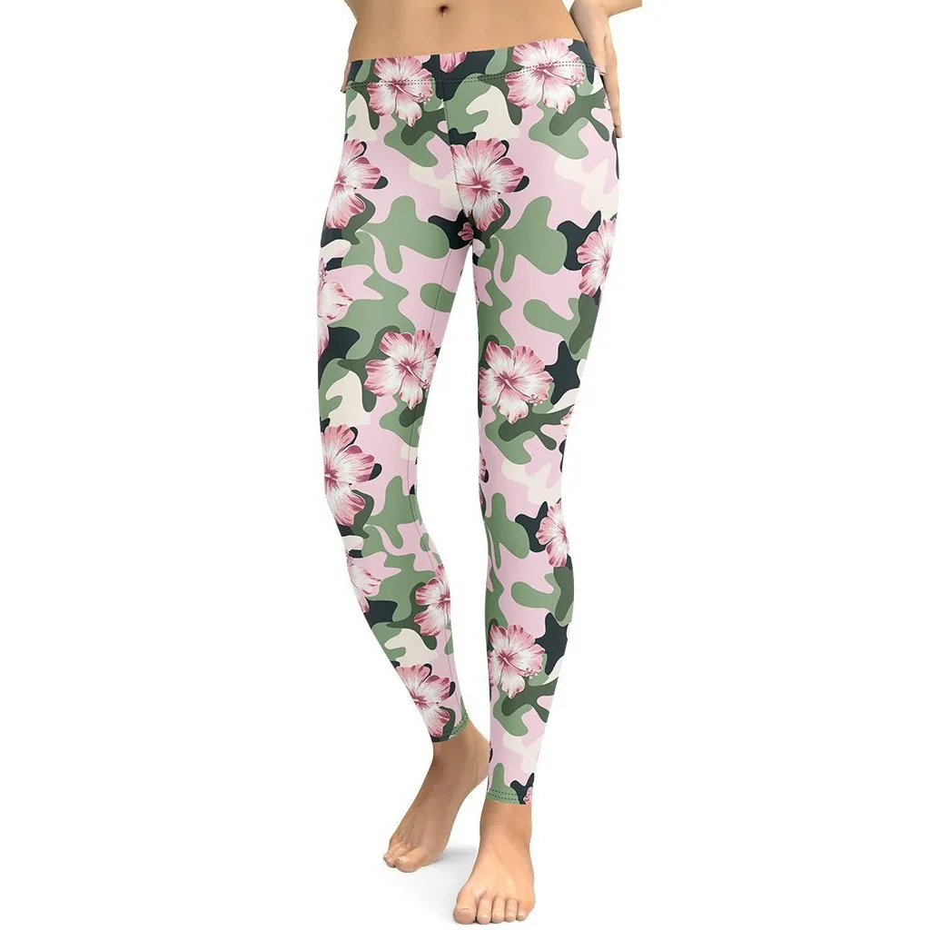 Pink Flower Camo Leggings