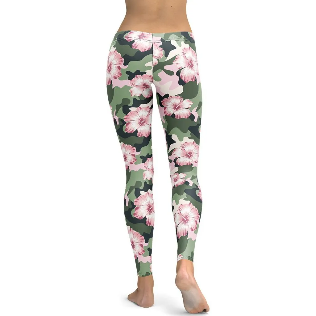 Pink Flower Camo Leggings