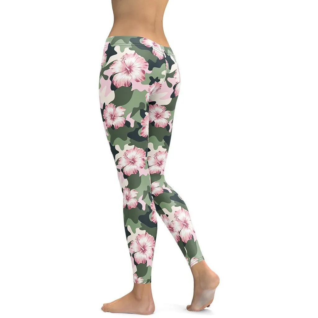 Pink Flower Camo Leggings