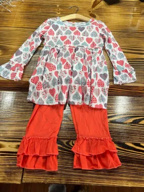 Pink Hearts Ruffle Set