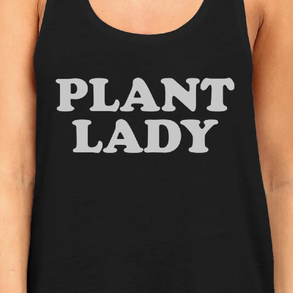 Plant Lady Women's Black Cotton Unique Design Tank Top For Ladies