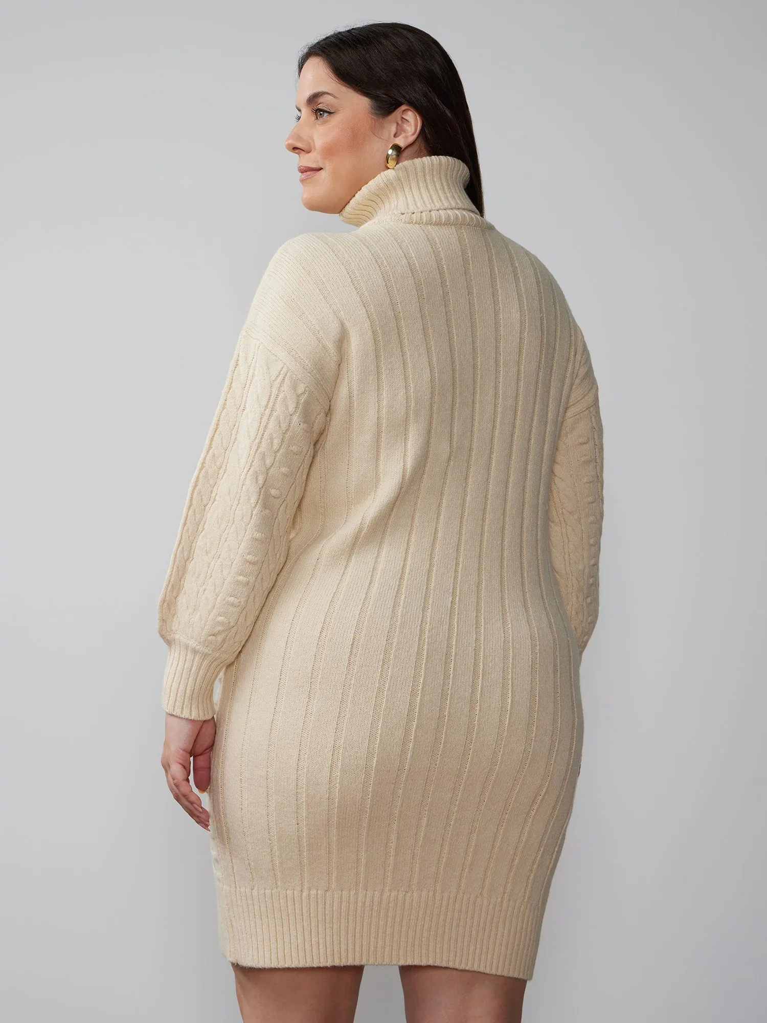 Plus Turtleneck Bobble Stitch Sweater Dress