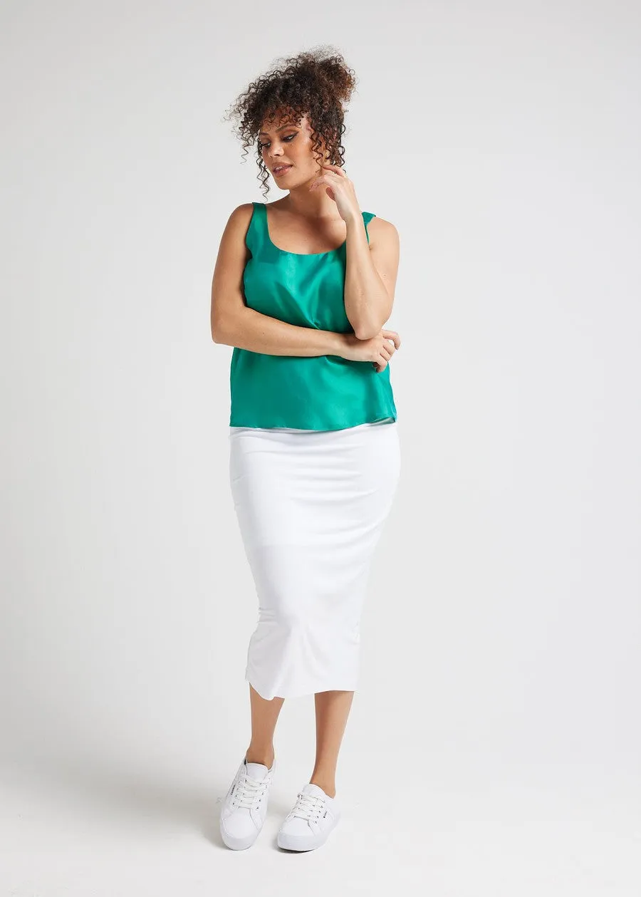 Poppy Silk Sleeveless Camisole - Emerald Green