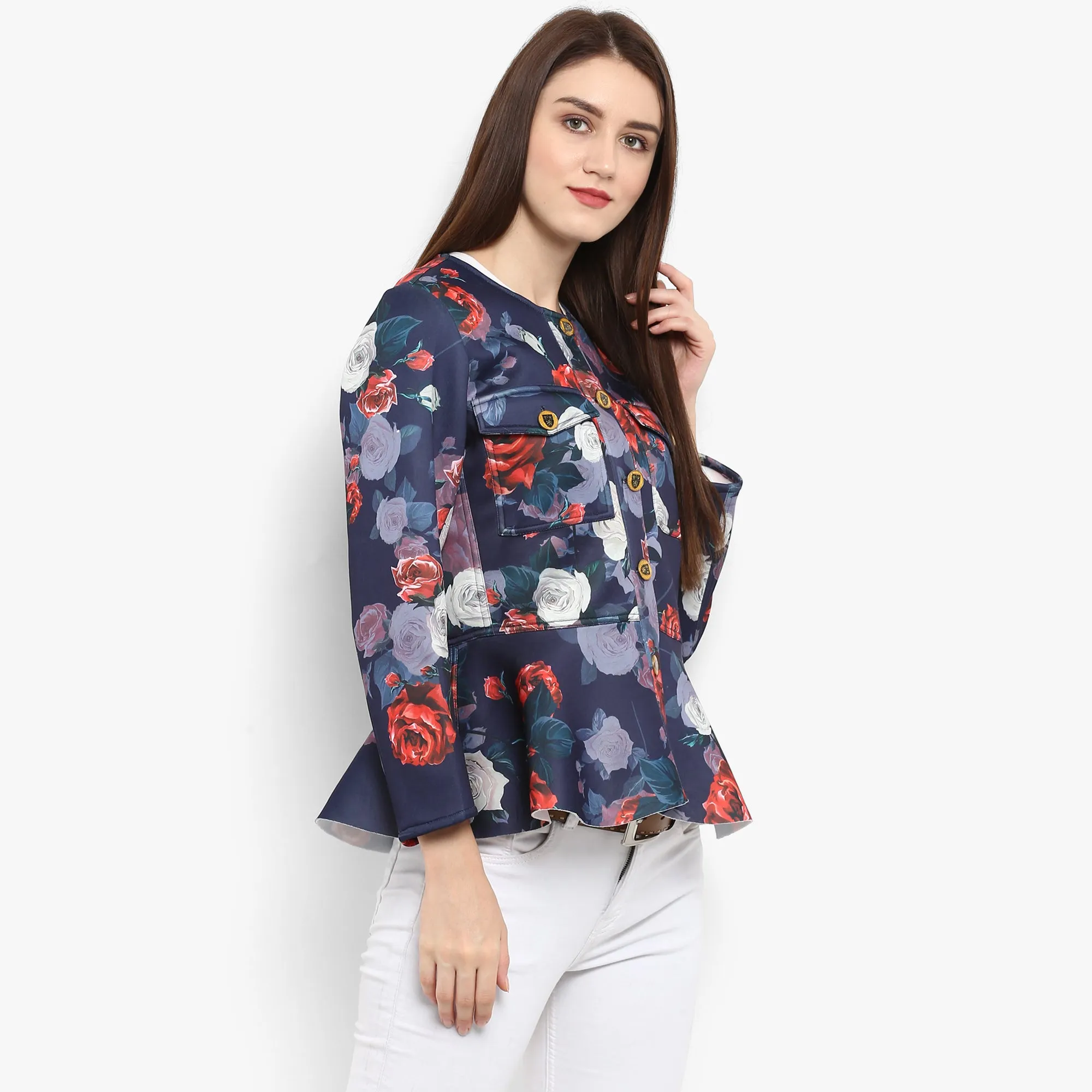 Printed Peplum Blazer