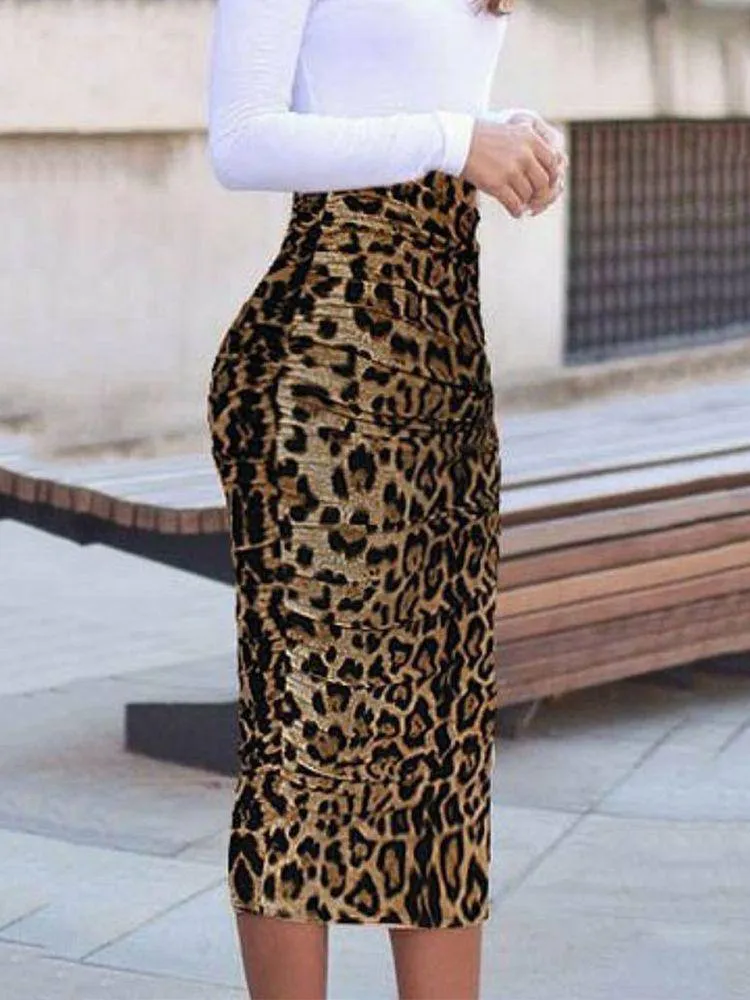 Printed Skinny Midi Skirt