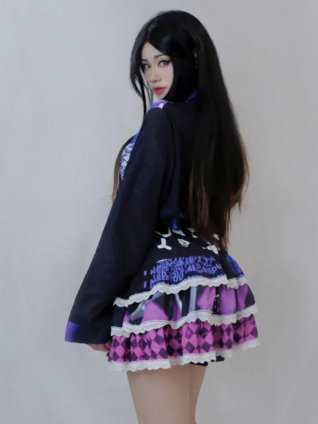 Printing Lace Cake Skirt