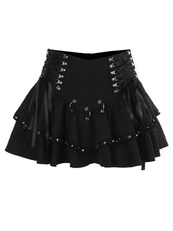 Punk goth lace-up skirt